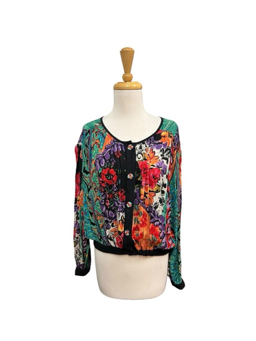 Vintage Carole Little Art Deco Printed Jacket Size M Medium Floral